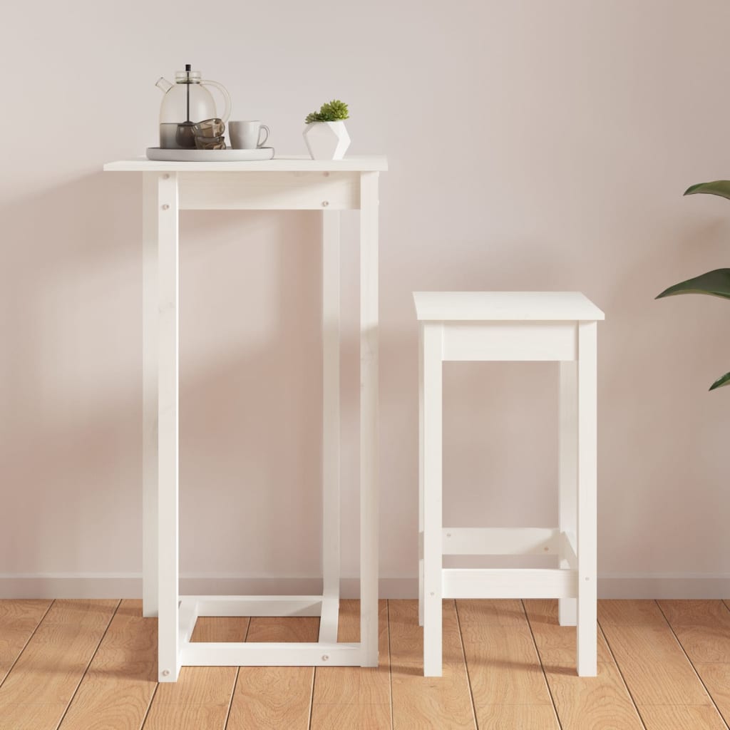 Barbord Hvit 60X60X110 Cm Heltre Furu