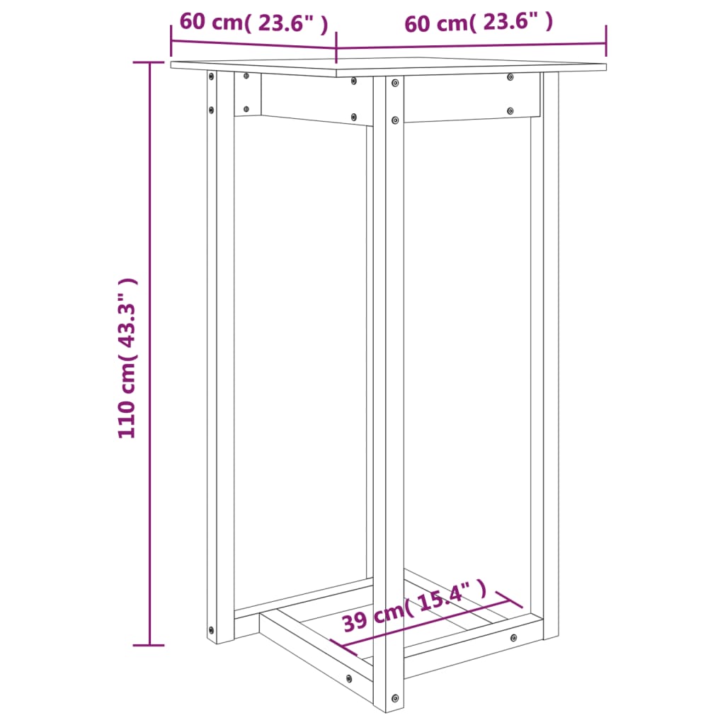 Barbord Hvit 60X60X110 Cm Heltre Furu