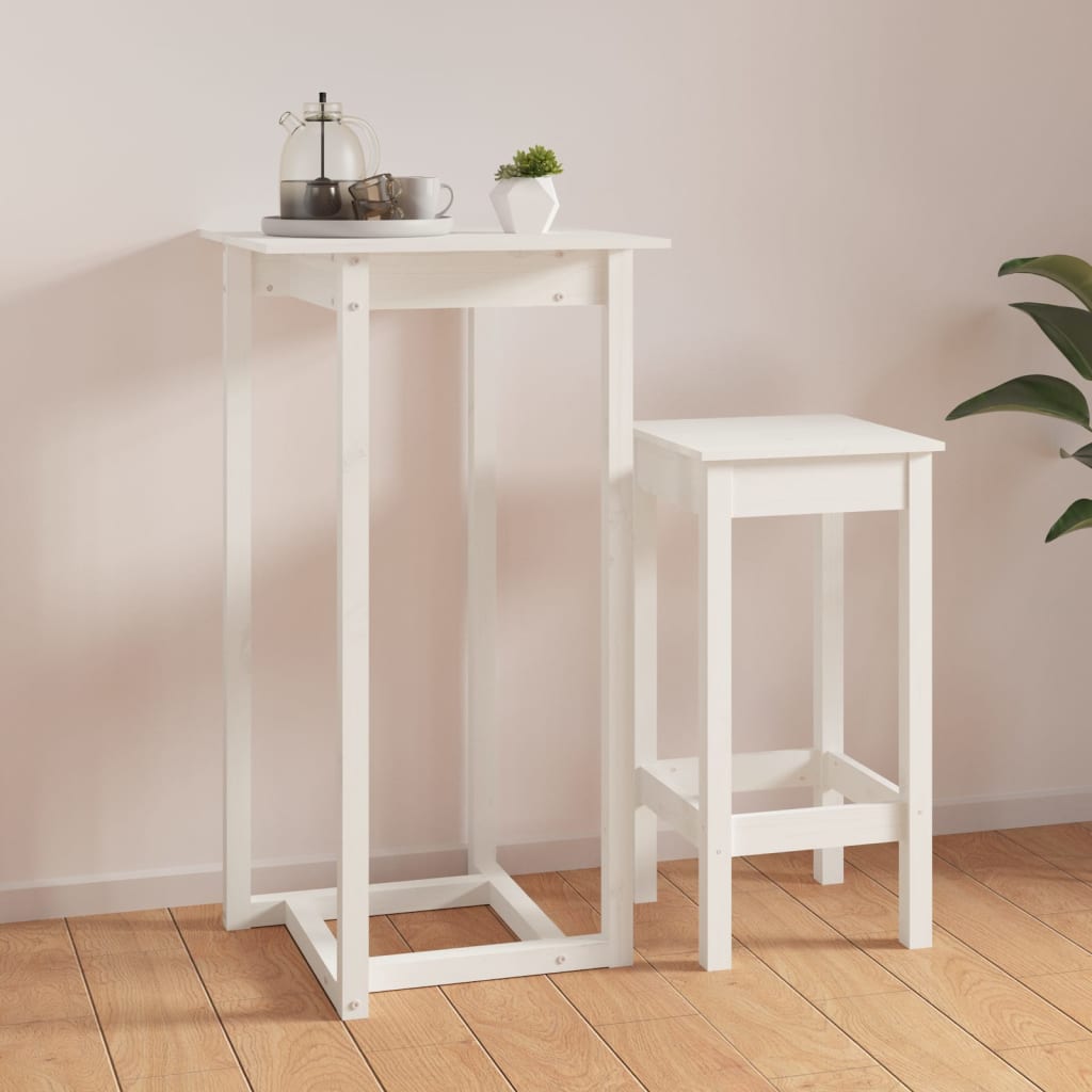 Barbord Hvit 60X60X110 Cm Heltre Furu