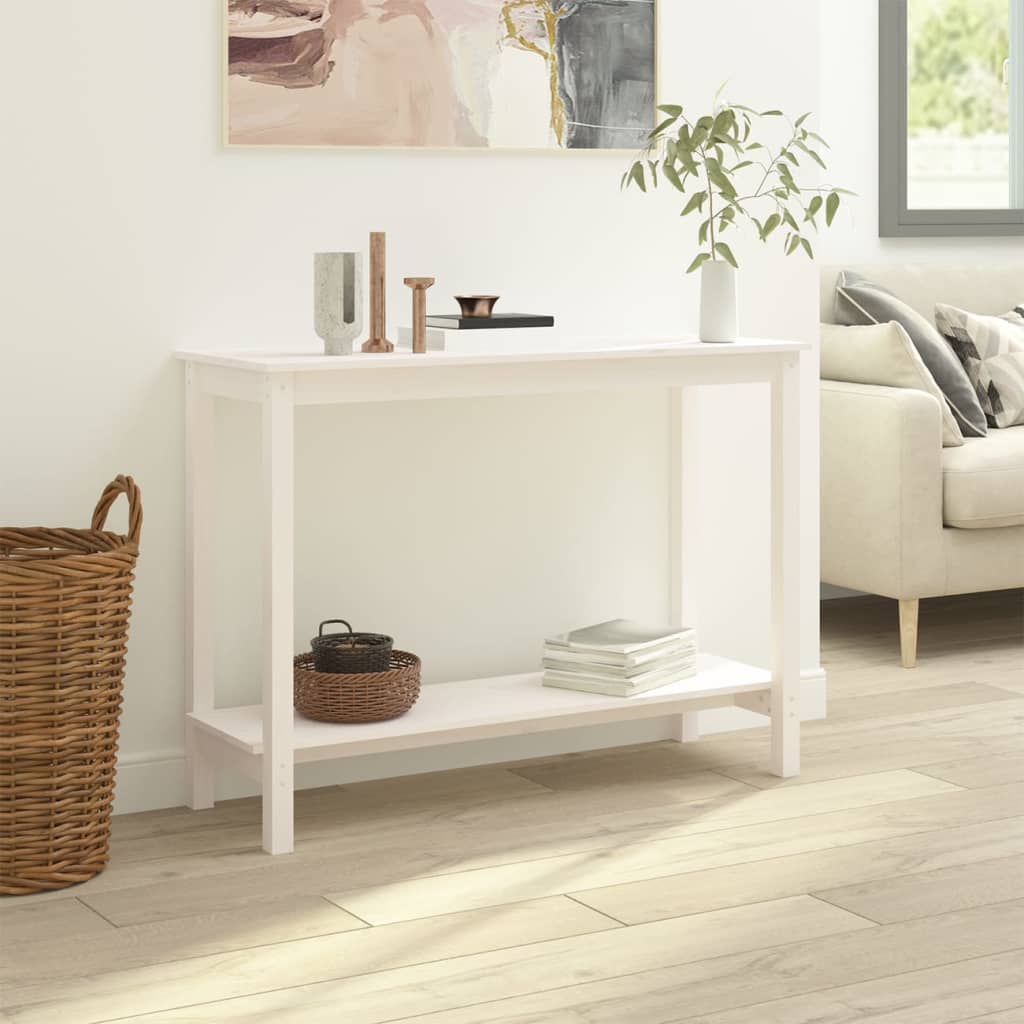 Konsollbord Hvit 110X40X80 Cm Heltre Furu