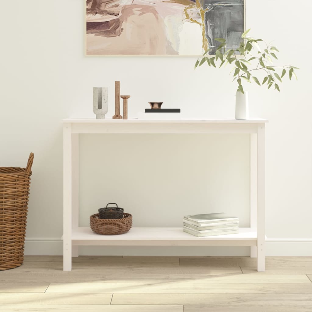 Konsollbord Hvit 110X40X80 Cm Heltre Furu