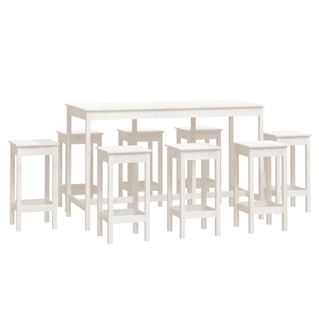 Barsett 9 Deler Hvit Heltre Furu