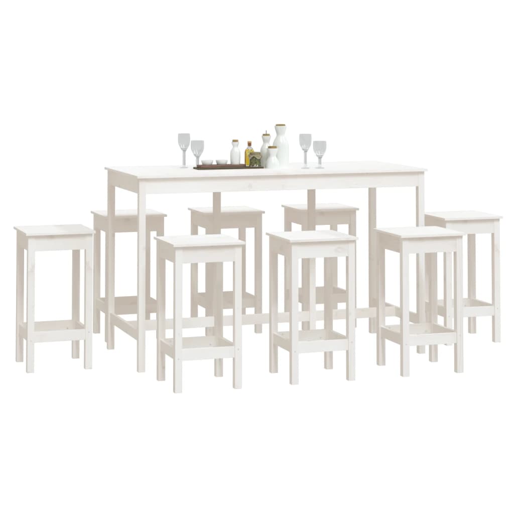 Barsett 9 Deler Hvit Heltre Furu