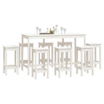 Barsett 9 Deler Hvit Heltre Furu