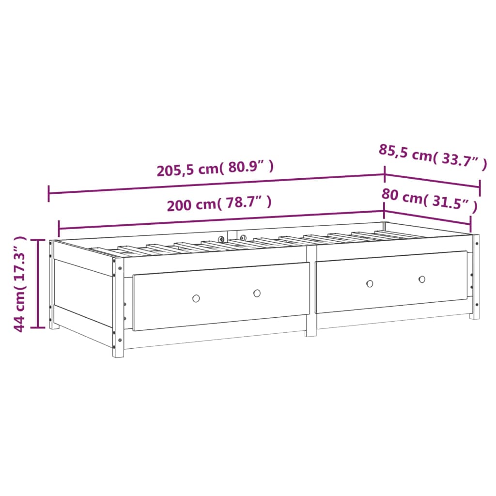 Dagseng Uten Madrass 80X200 Cm Heltre Furu