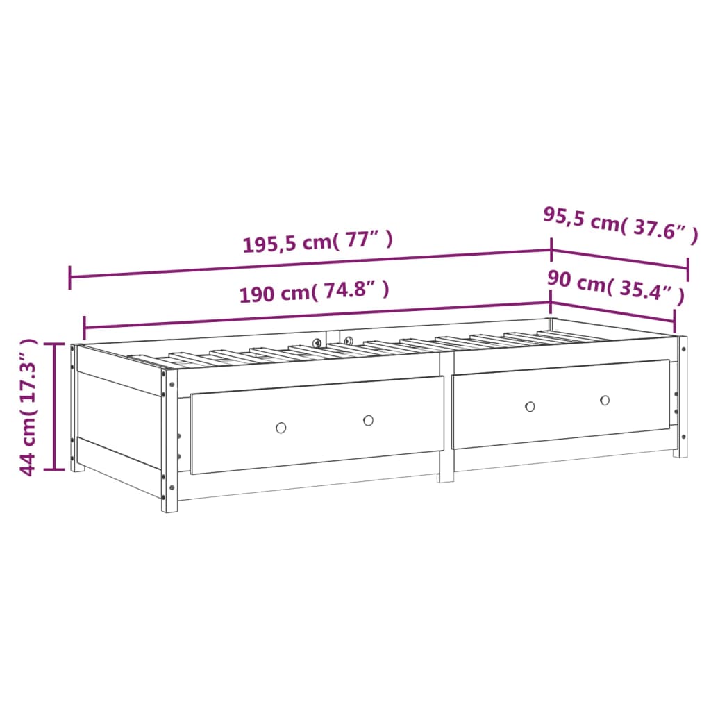 Dagseng 90X190 Cm Single Heltre Furu