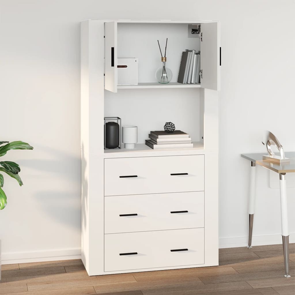 Veggskap Hvit 80X33X80 Cm Konstruert Tre