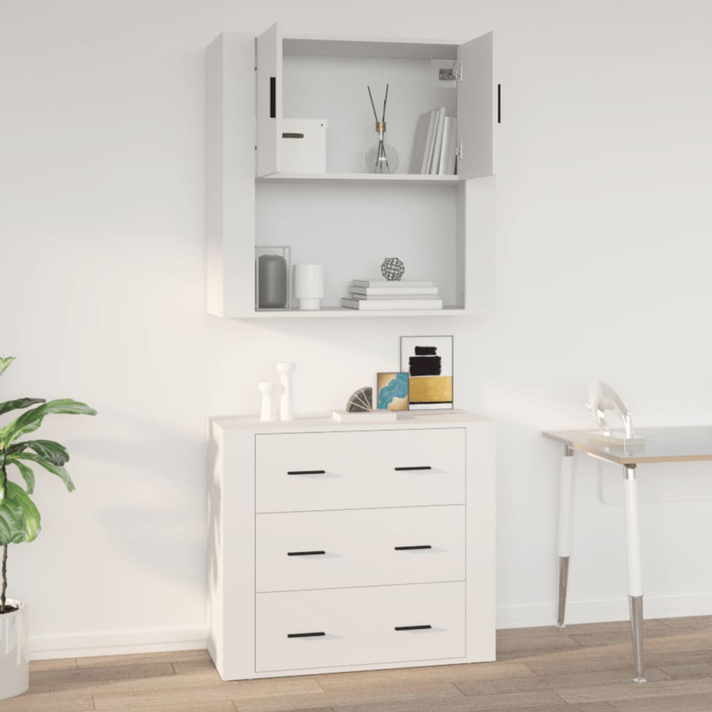 Veggskap Hvit 80X33X80 Cm Konstruert Tre