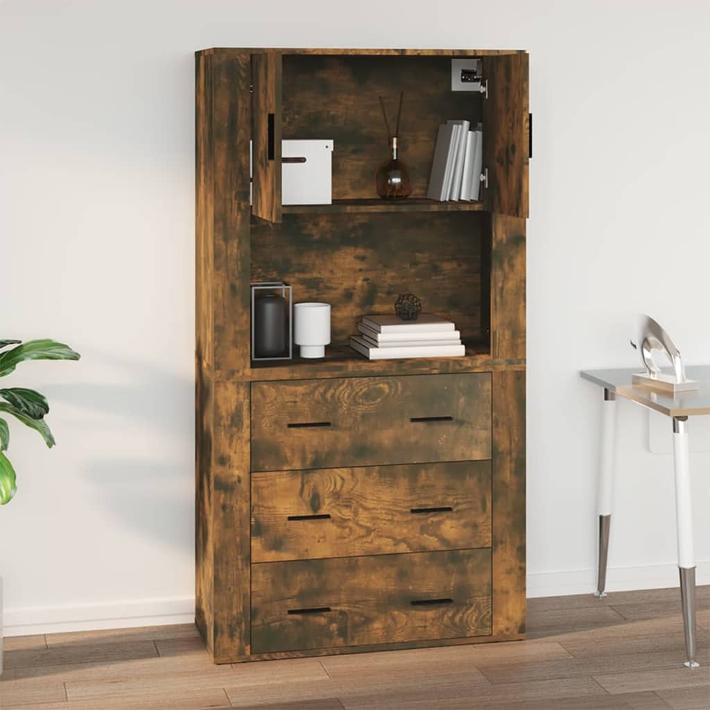 Veggskap Røkt Eik 80X33X80 Cm Konstruert Tre