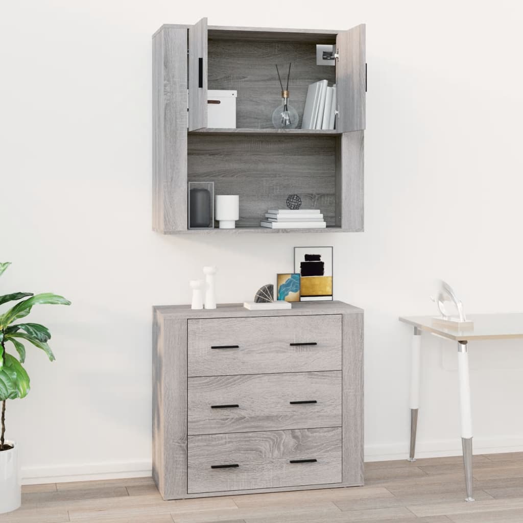 Veggskap Grå Sonoma 80X33X80 Cm Konstruert Tre