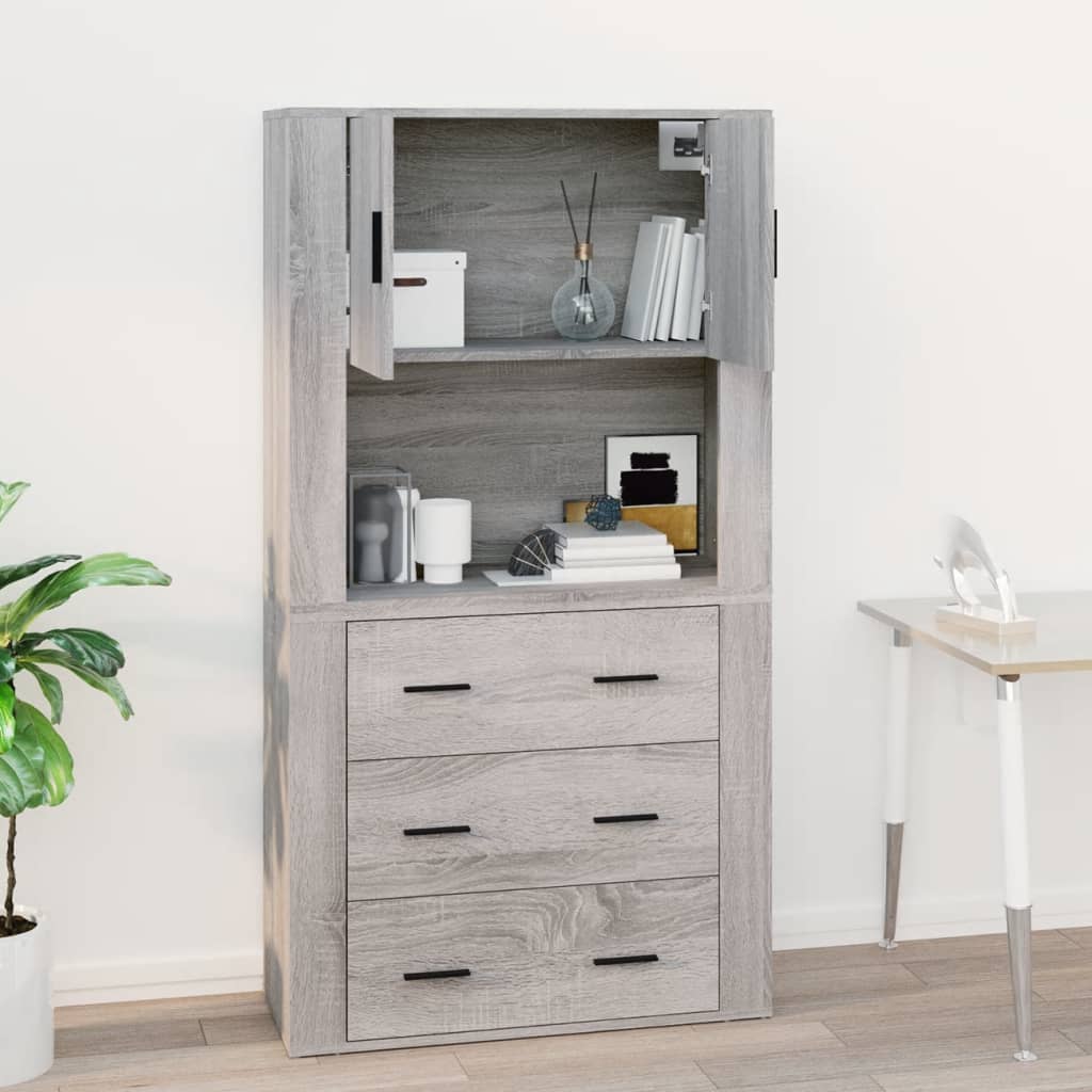 Veggskap Grå Sonoma 80X33X80 Cm Konstruert Tre
