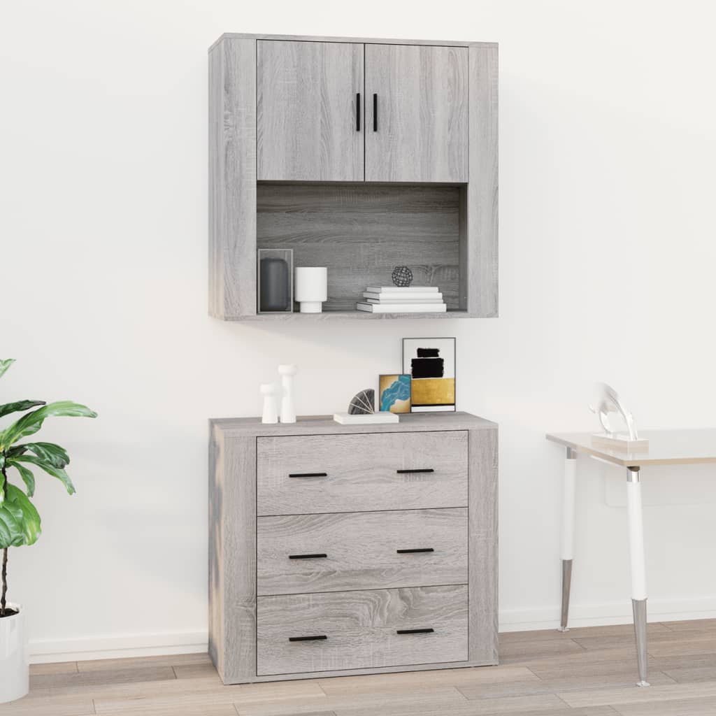 Veggskap Grå Sonoma 80X33X80 Cm Konstruert Tre