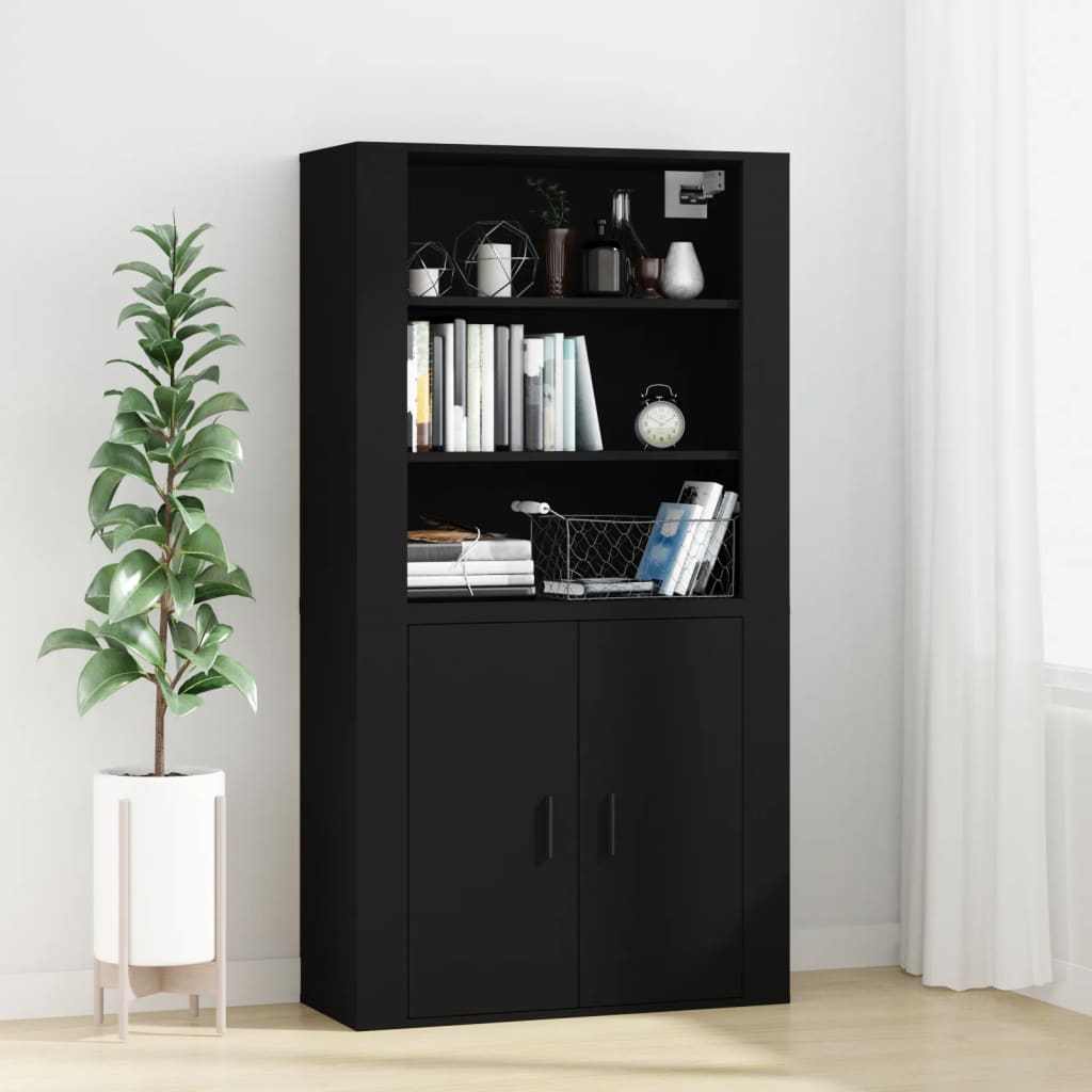 Veggskap Svart 80X33X80 Cm Konstruert Tre