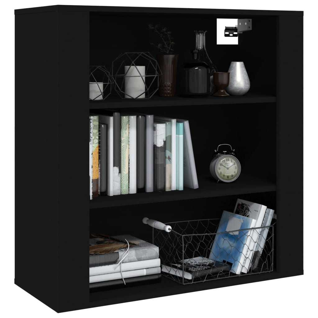 Veggskap Svart 80X33X80 Cm Konstruert Tre