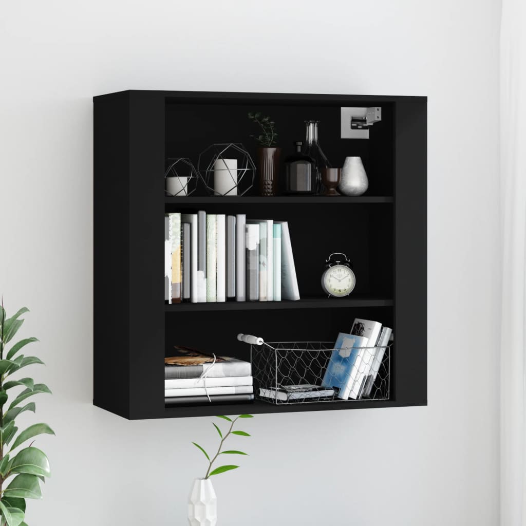 Veggskap Svart 80X33X80 Cm Konstruert Tre