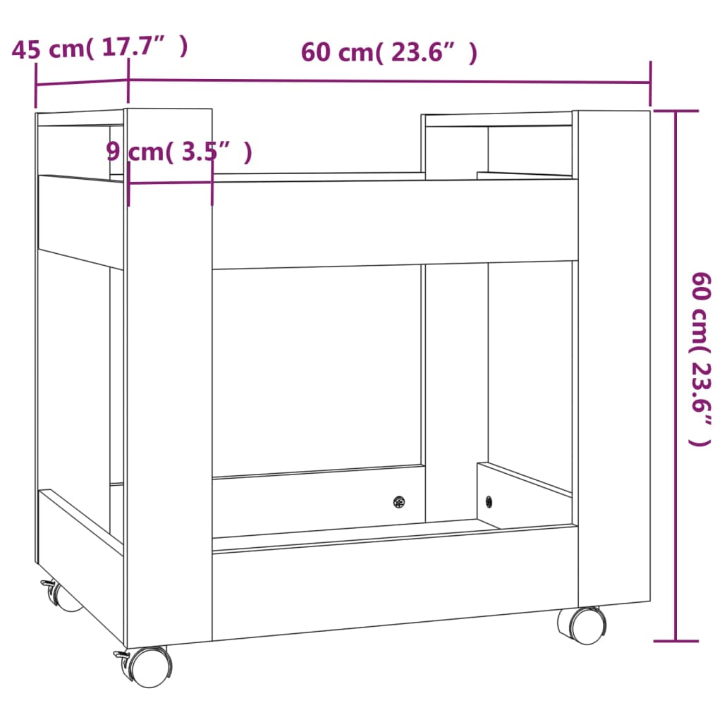 Tralle Til Skrivebord Røkt Eik 60X45X60 Cm Konstruert Tre
