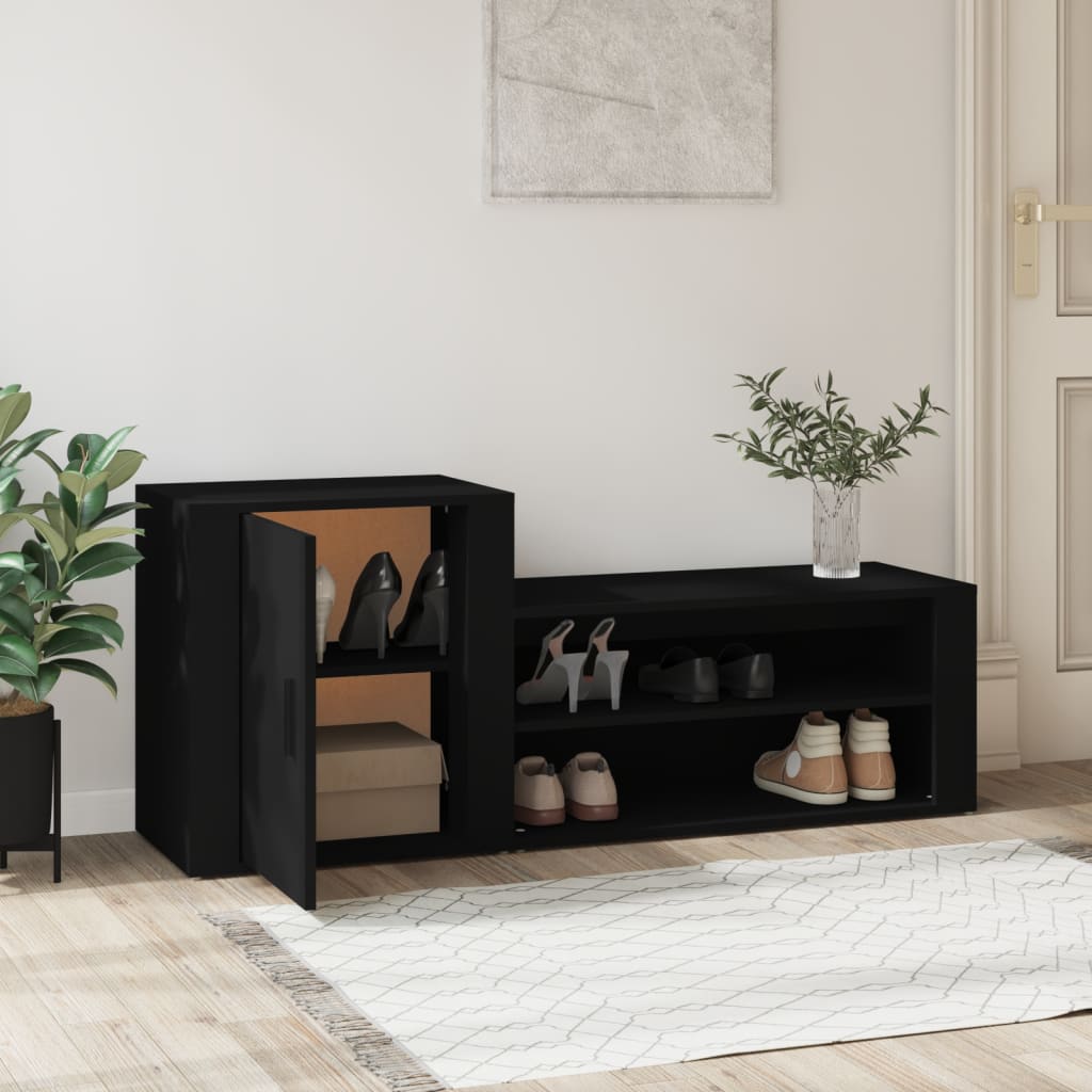Skoskap Svart 130X35X54 Cm Konstruert Tre
