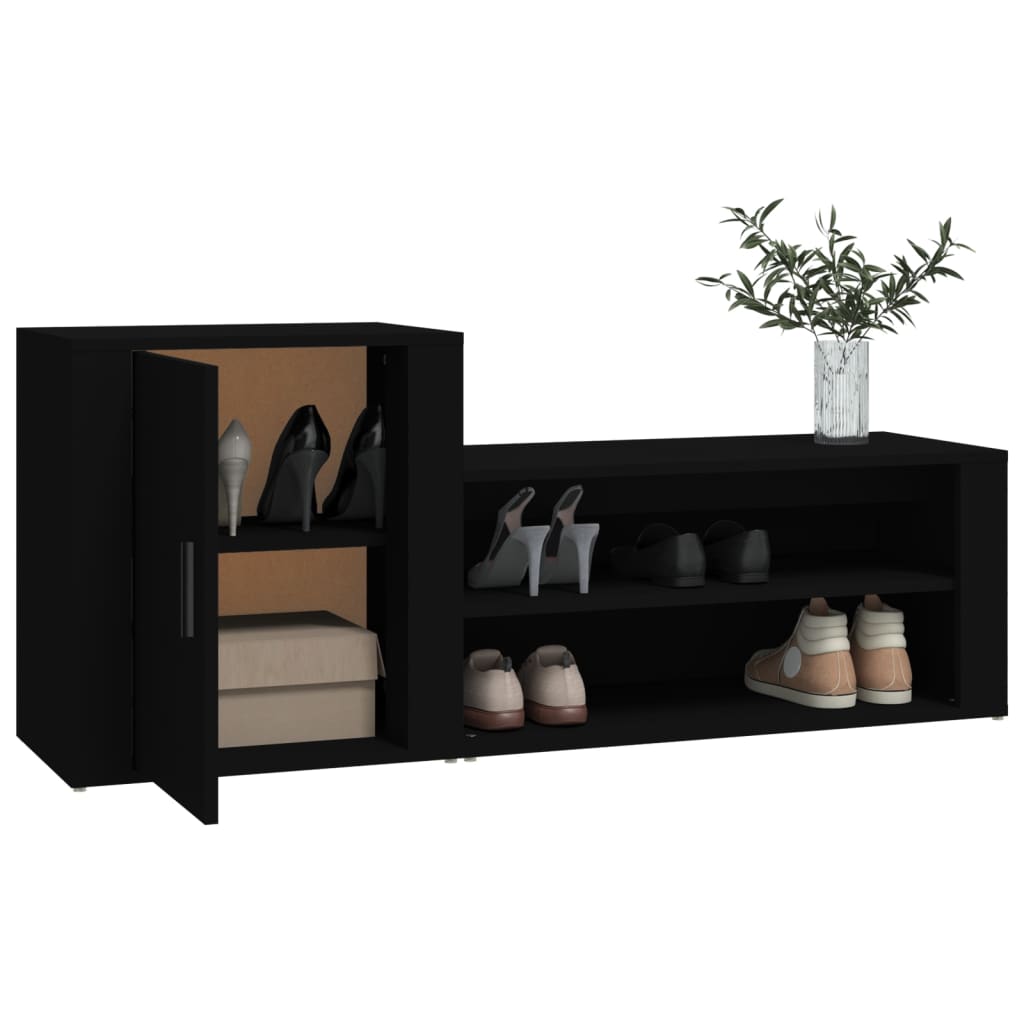 Skoskap Svart 130X35X54 Cm Konstruert Tre