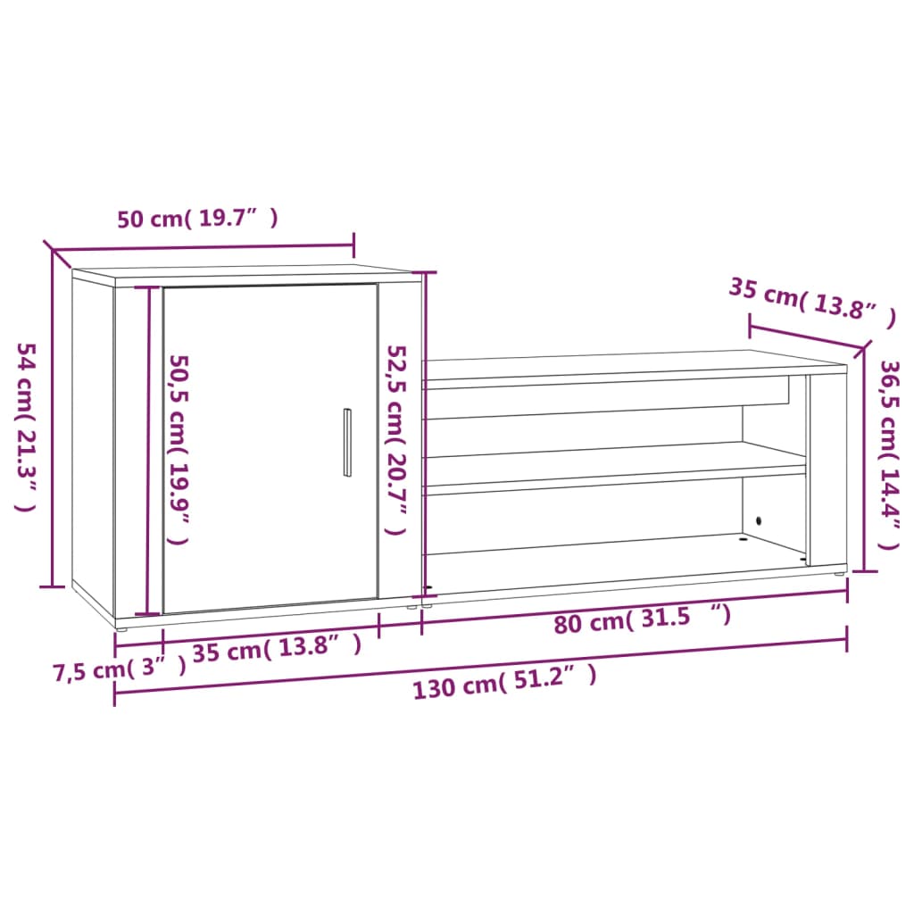 Skoskap Svart 130X35X54 Cm Konstruert Tre
