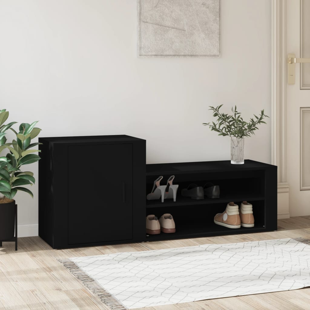 Skoskap Svart 130X35X54 Cm Konstruert Tre