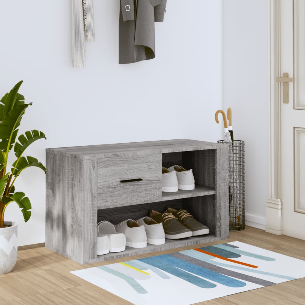 Skoskap Grå Sonoma 80X35X45 Cm Konstruert Tre