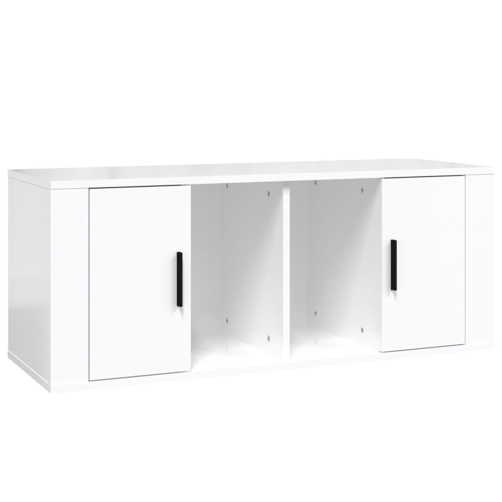 Tv-Benk Høyglans Hvit 100X35X40 Cm Konstruert Tre