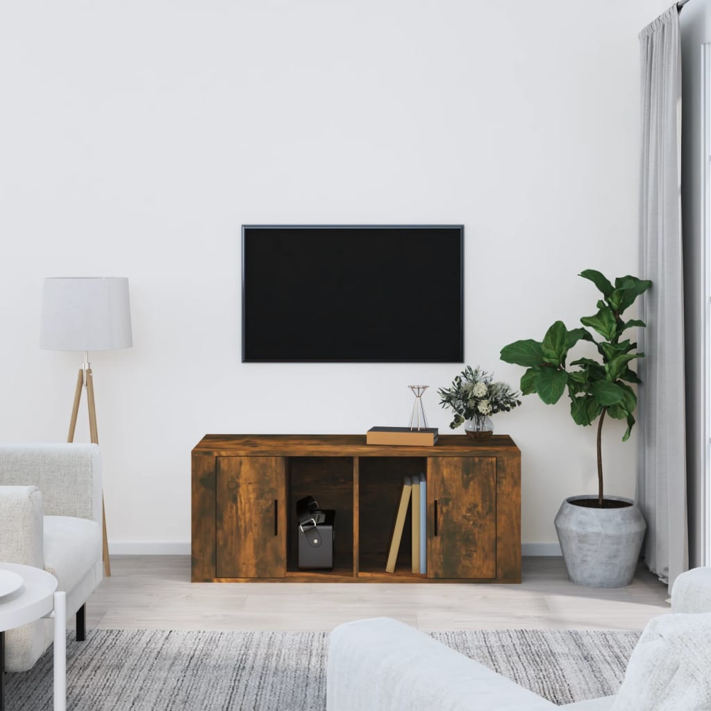 Tv-Benk Røkt Eik 100X35X40 Cm Konstruert Tre
