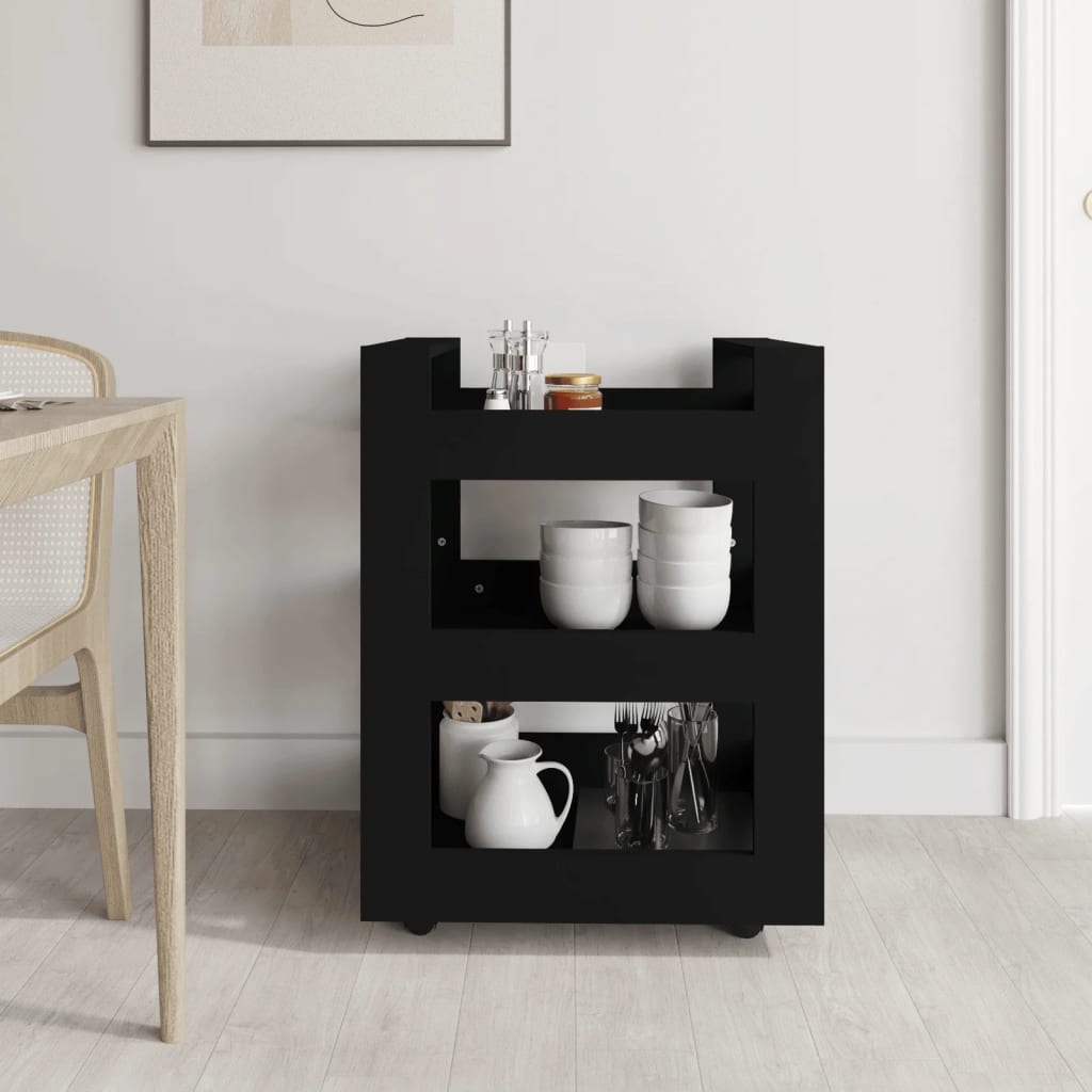 Kjøkkentralle Svart 60X45X80 Cm Konstruert Tre