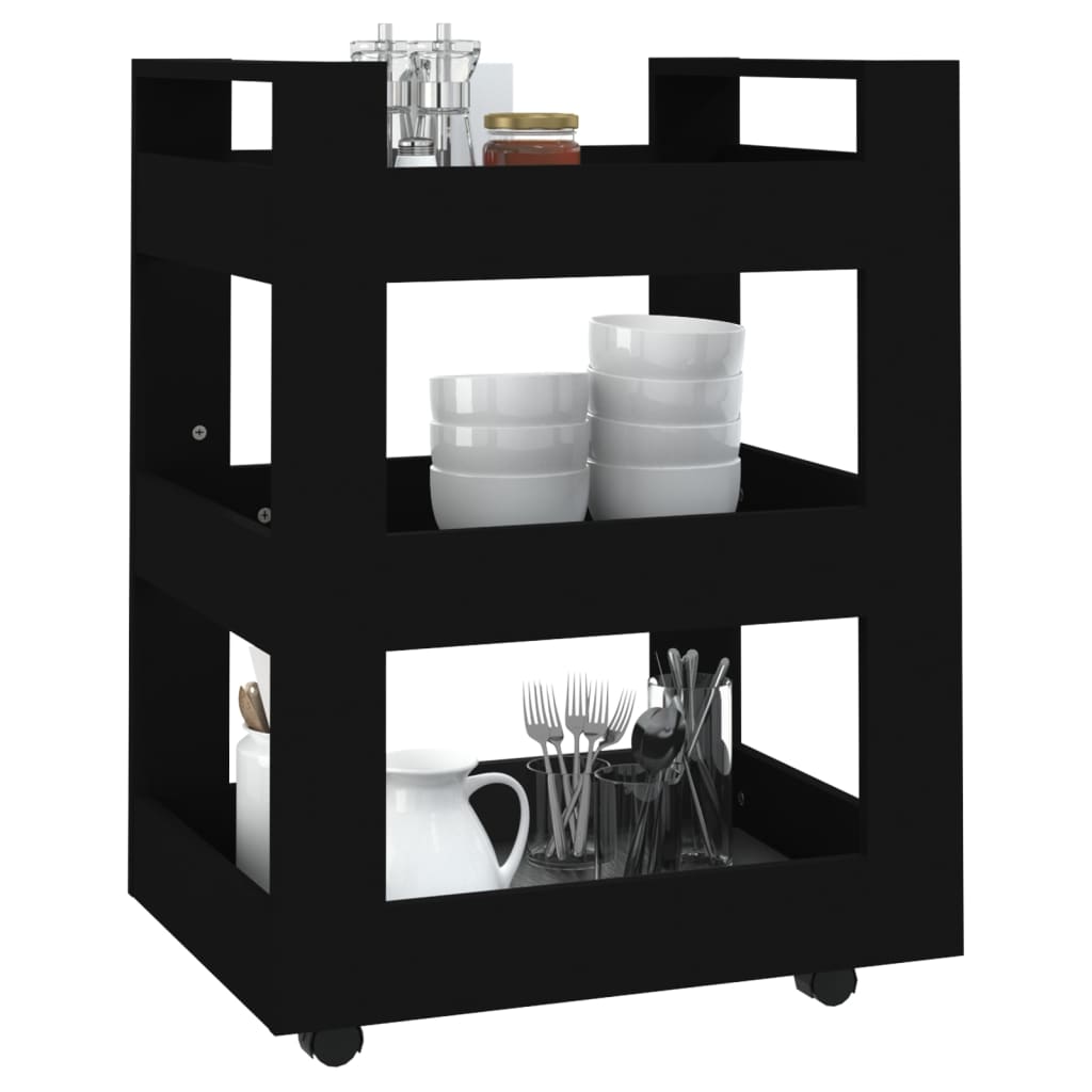 Kjøkkentralle Svart 60X45X80 Cm Konstruert Tre