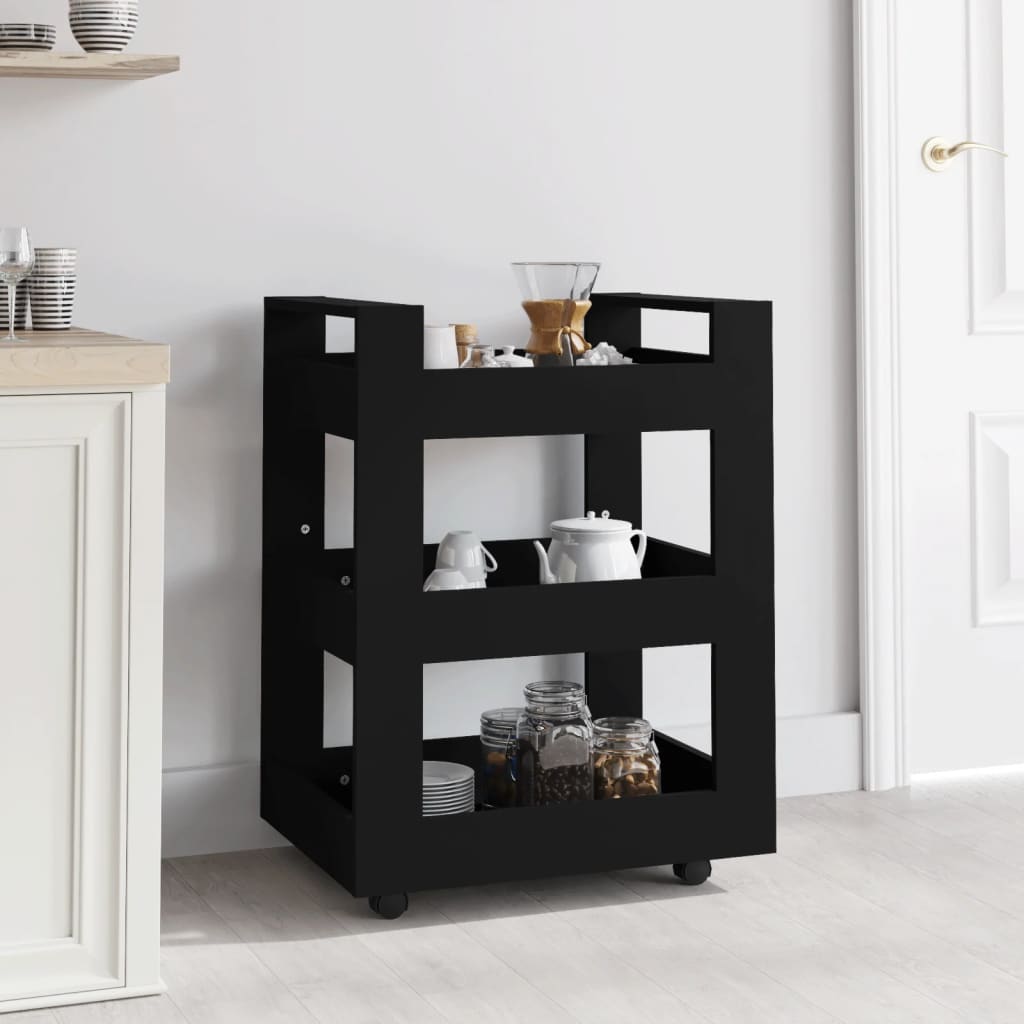 Kjøkkentralle Svart 60X45X80 Cm Konstruert Tre