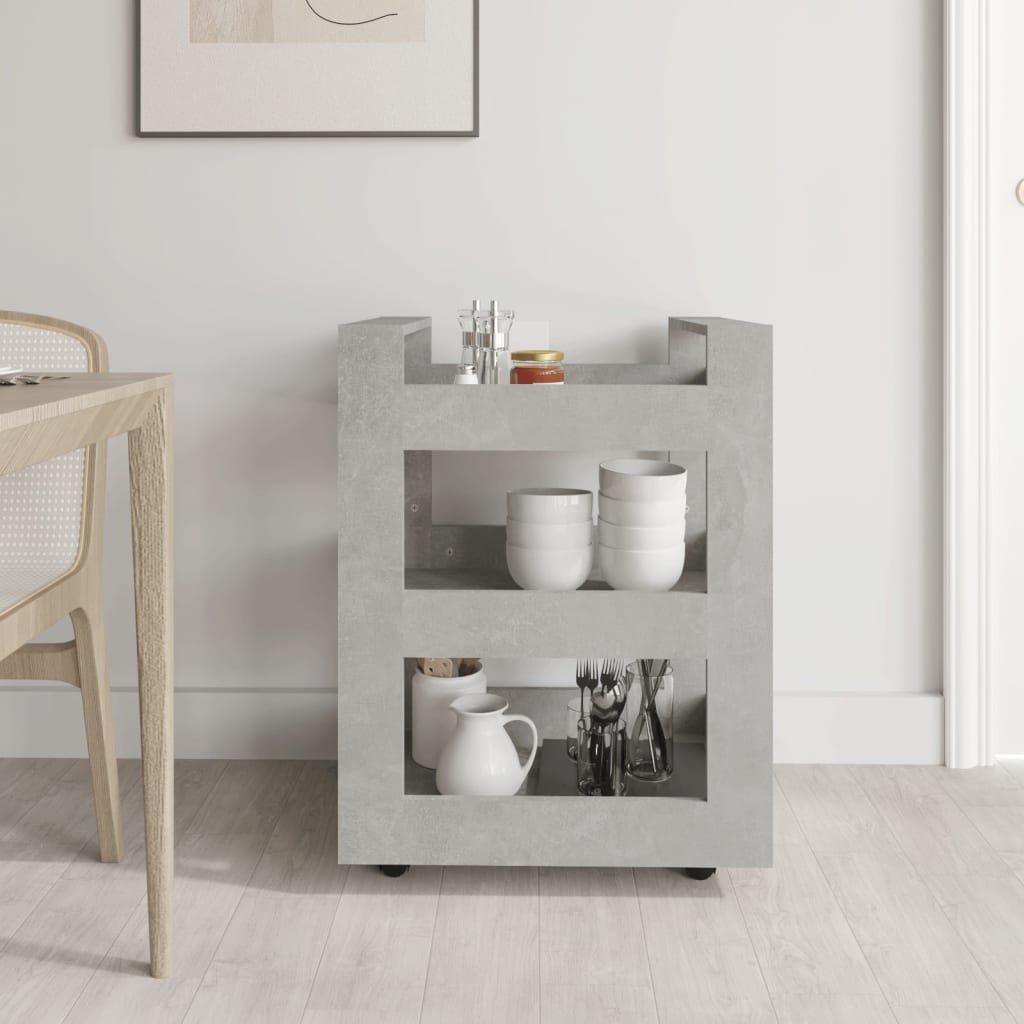 Kjøkkentralle Betonggrå 60X45X80 Cm Konstruert Tre