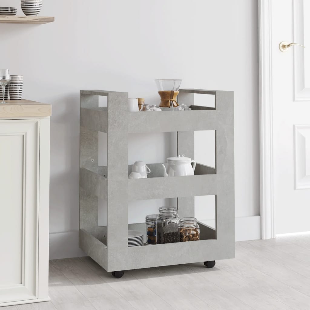 Kjøkkentralle Betonggrå 60X45X80 Cm Konstruert Tre