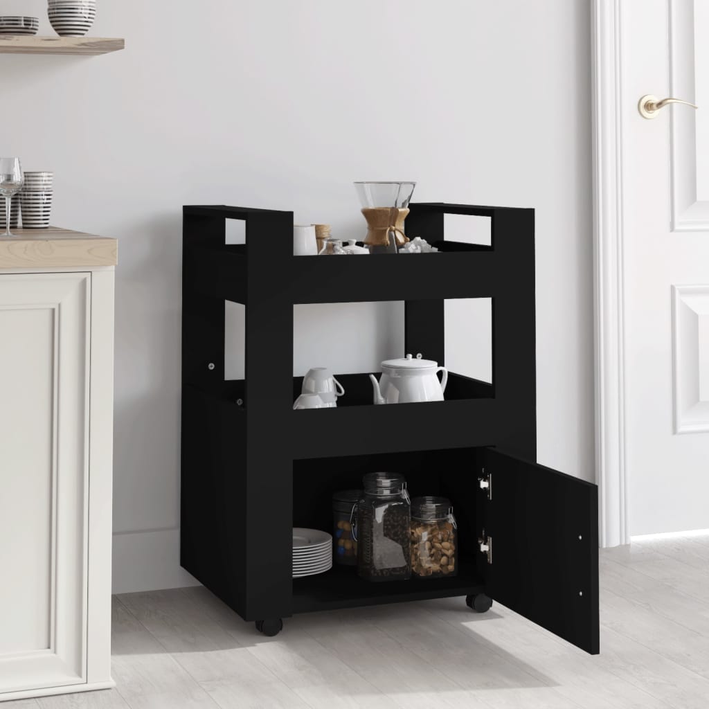 Kjøkkentralle Svart 60X45X80 Cm Konstruert Tre