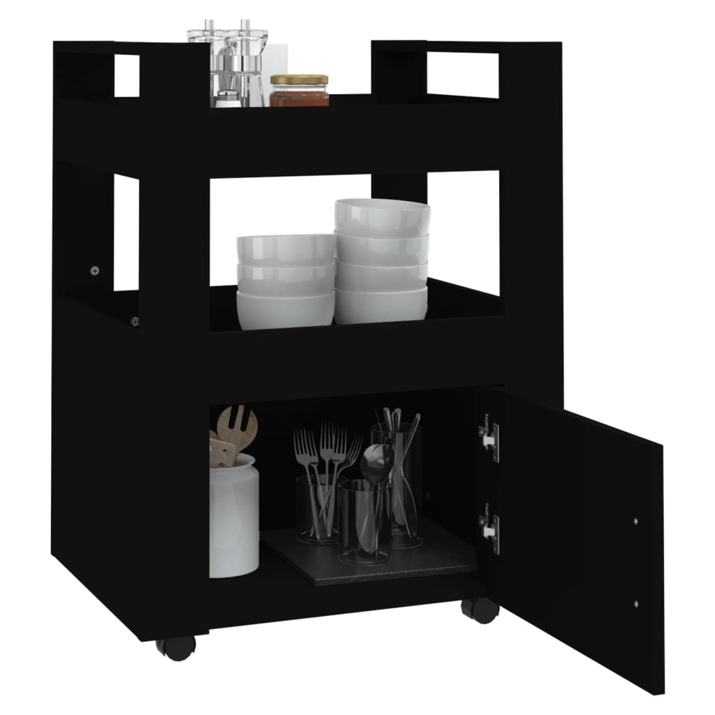 Kjøkkentralle Svart 60X45X80 Cm Konstruert Tre