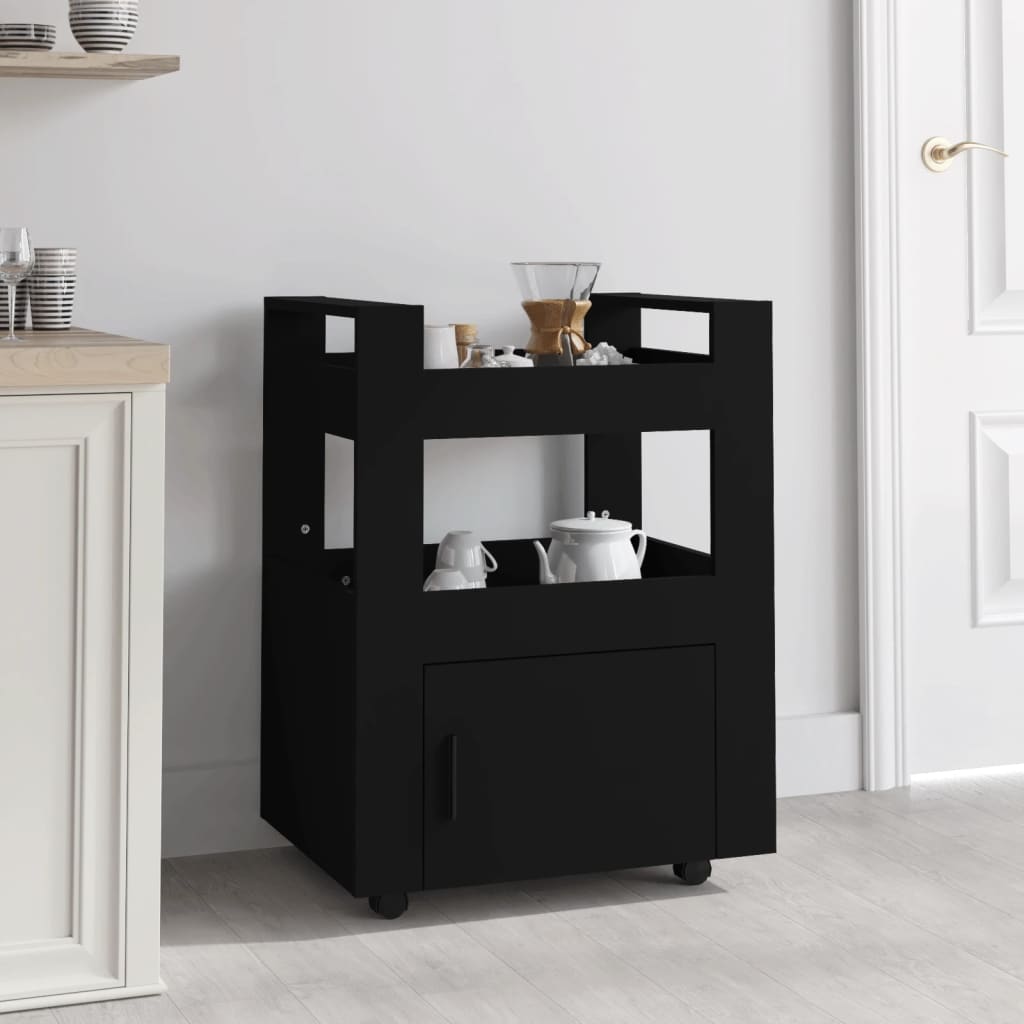 Kjøkkentralle Svart 60X45X80 Cm Konstruert Tre