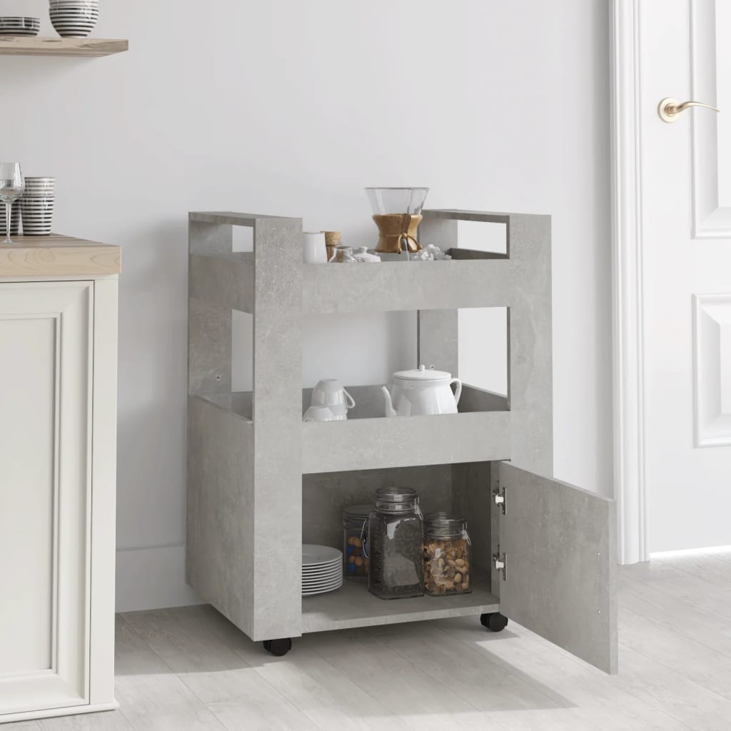 Kjøkkentralle Betonggrå 60X45X80 Cm Konstruert Tre