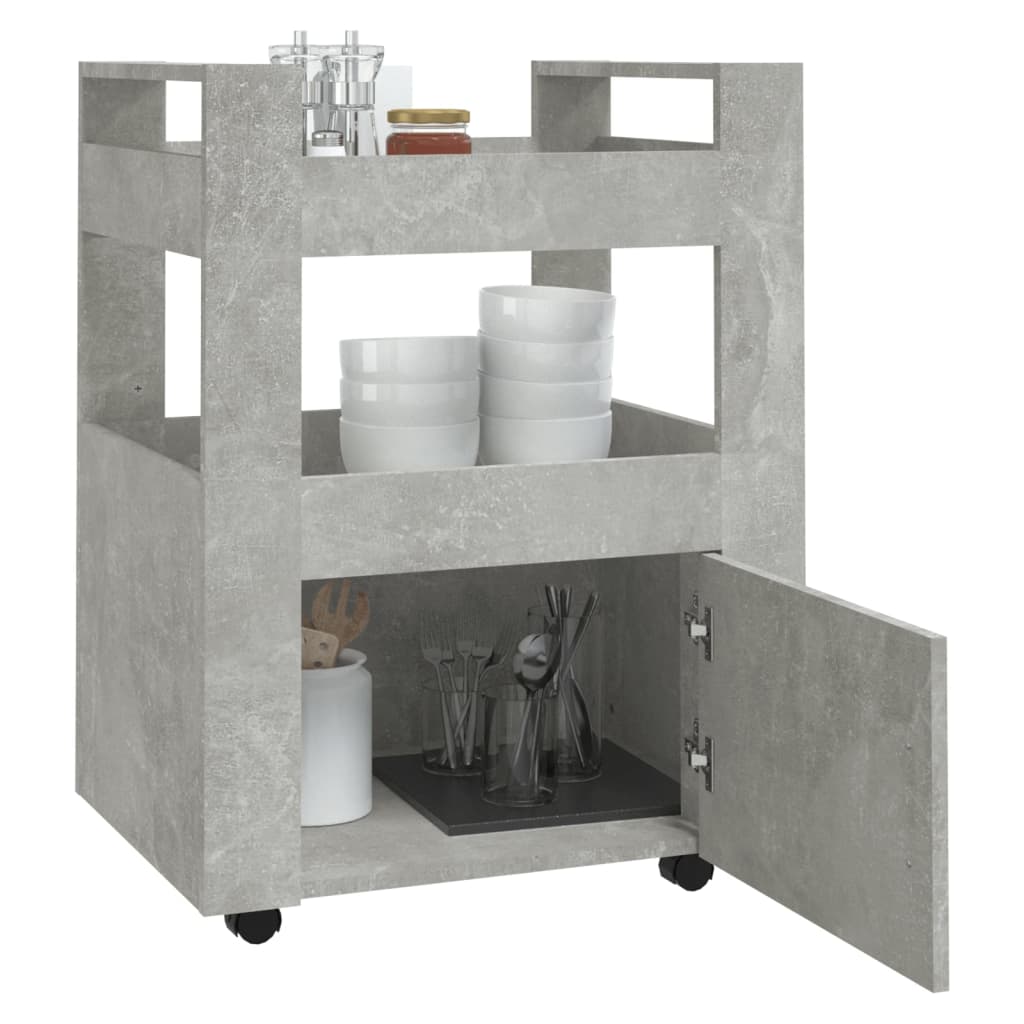 Kjøkkentralle Betonggrå 60X45X80 Cm Konstruert Tre