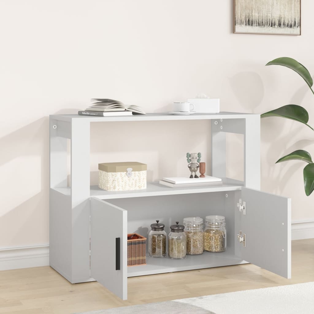 Skjenk Hvit 80X30X60 Cm Konstruert Tre