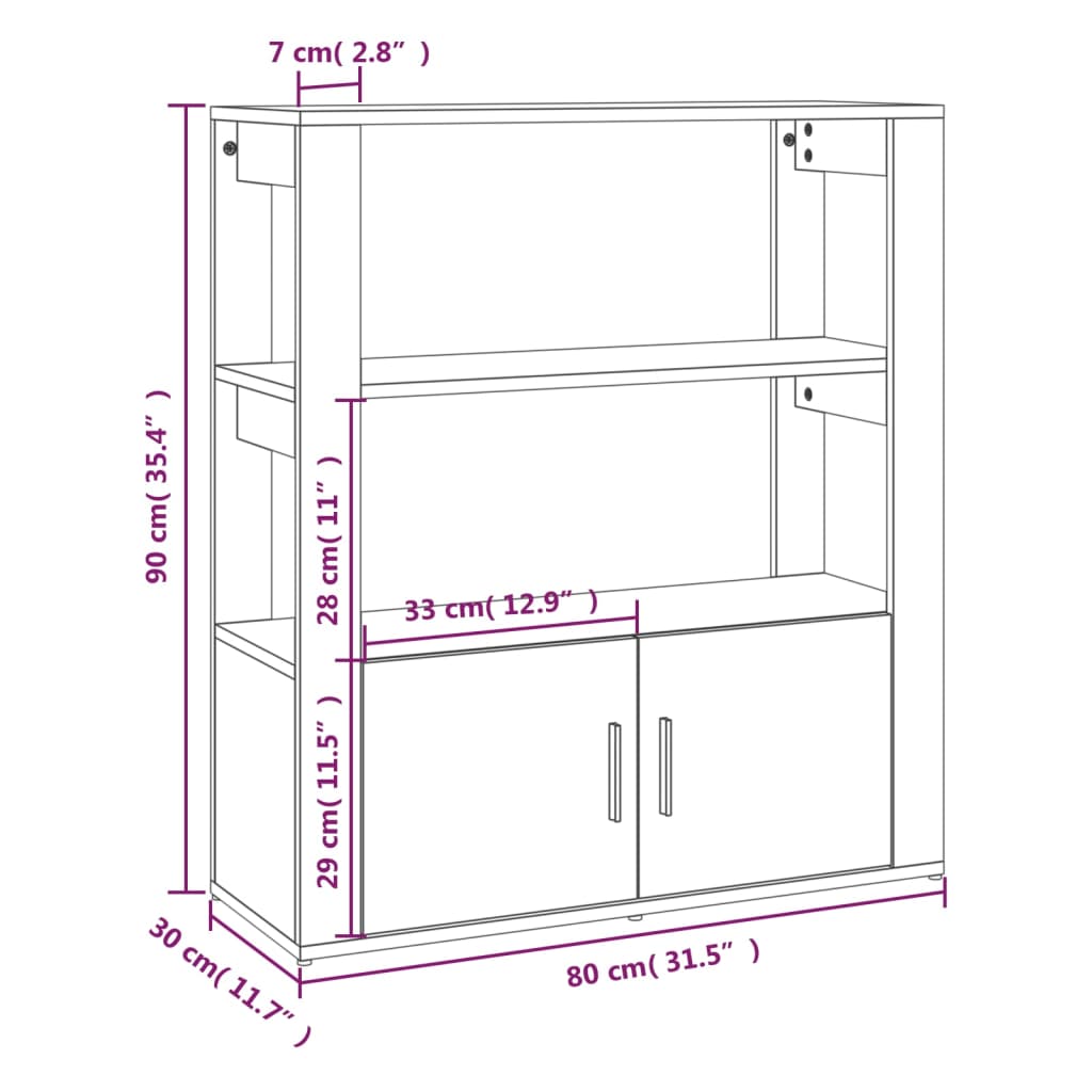 Skjenk Hvit 80X30X90 Cm Konstruert Tre