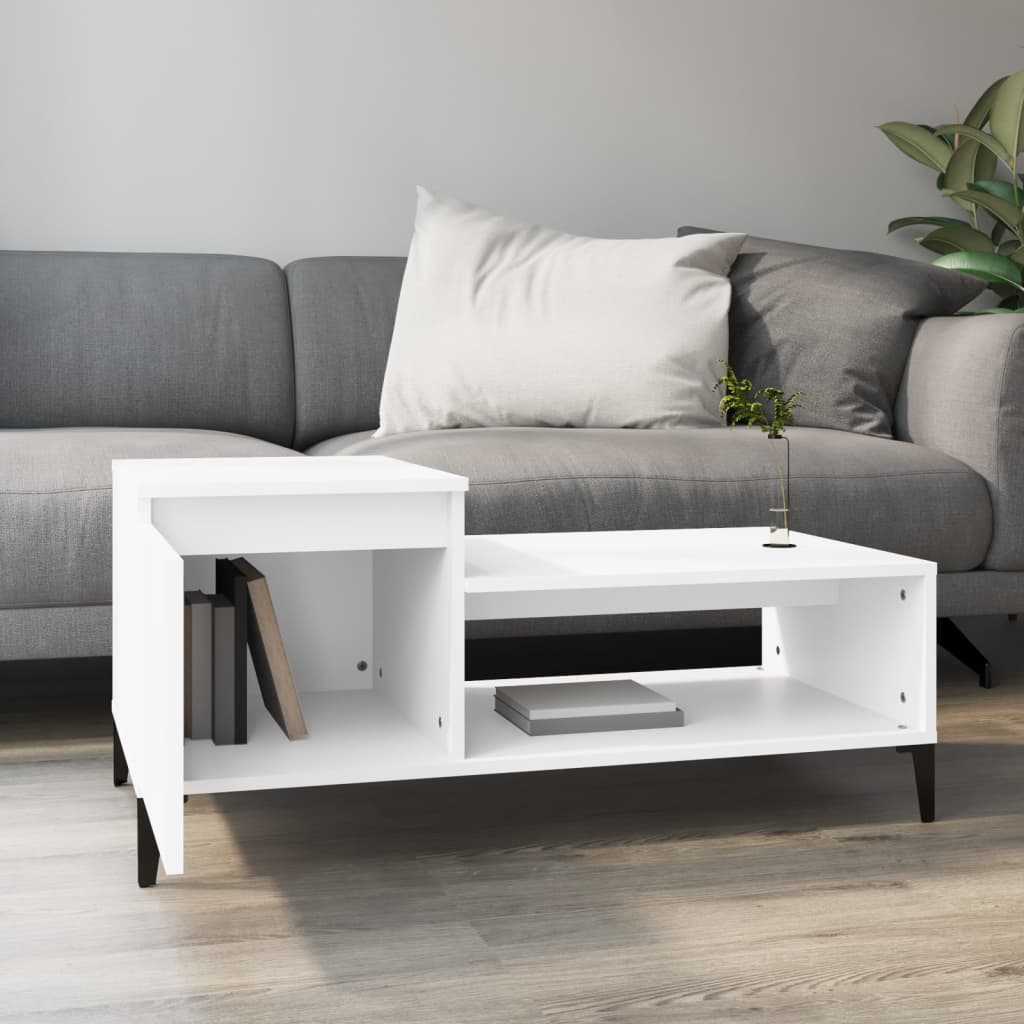 Salongbord Hvit 100X50X45 Cm Konstruert Tre