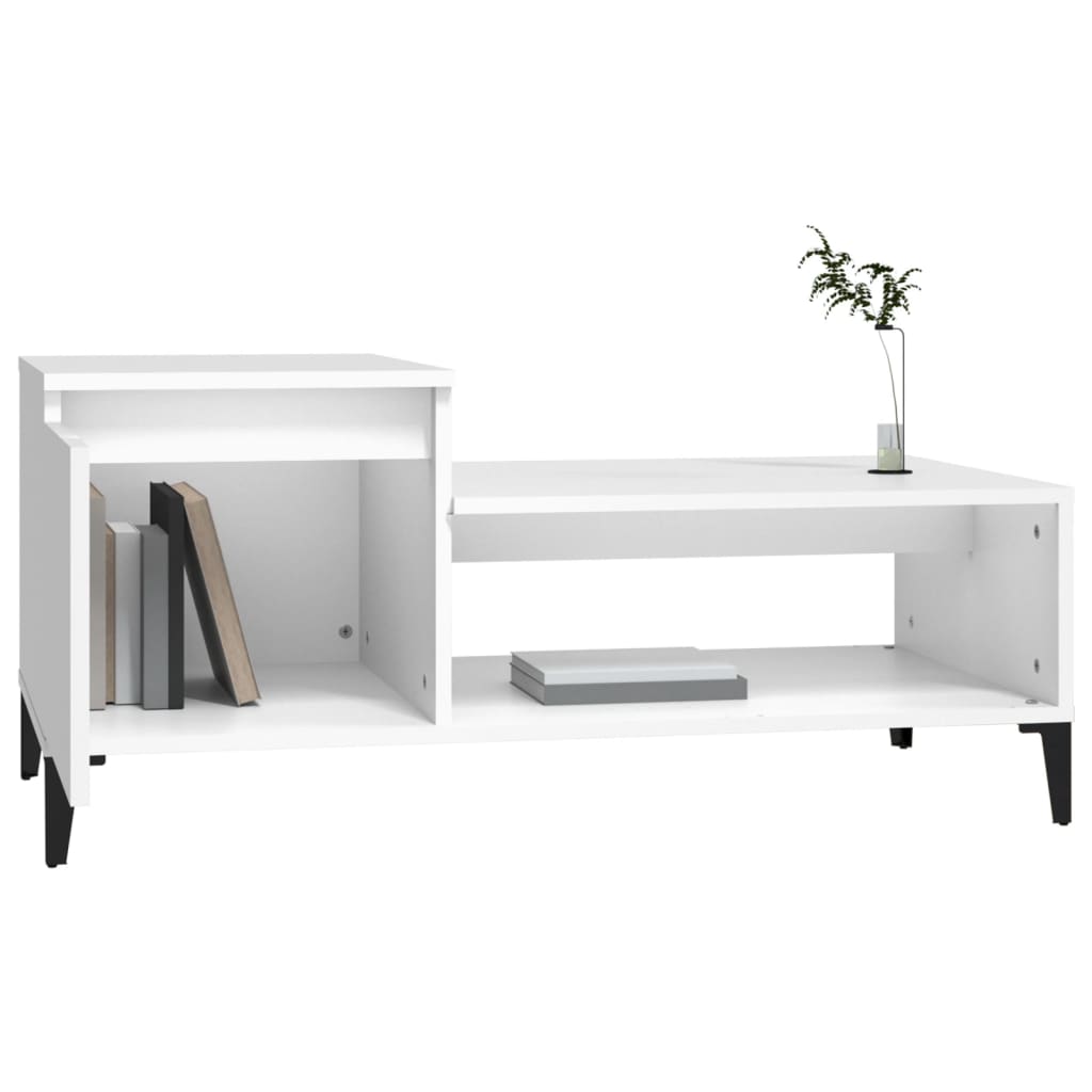 Salongbord Hvit 100X50X45 Cm Konstruert Tre