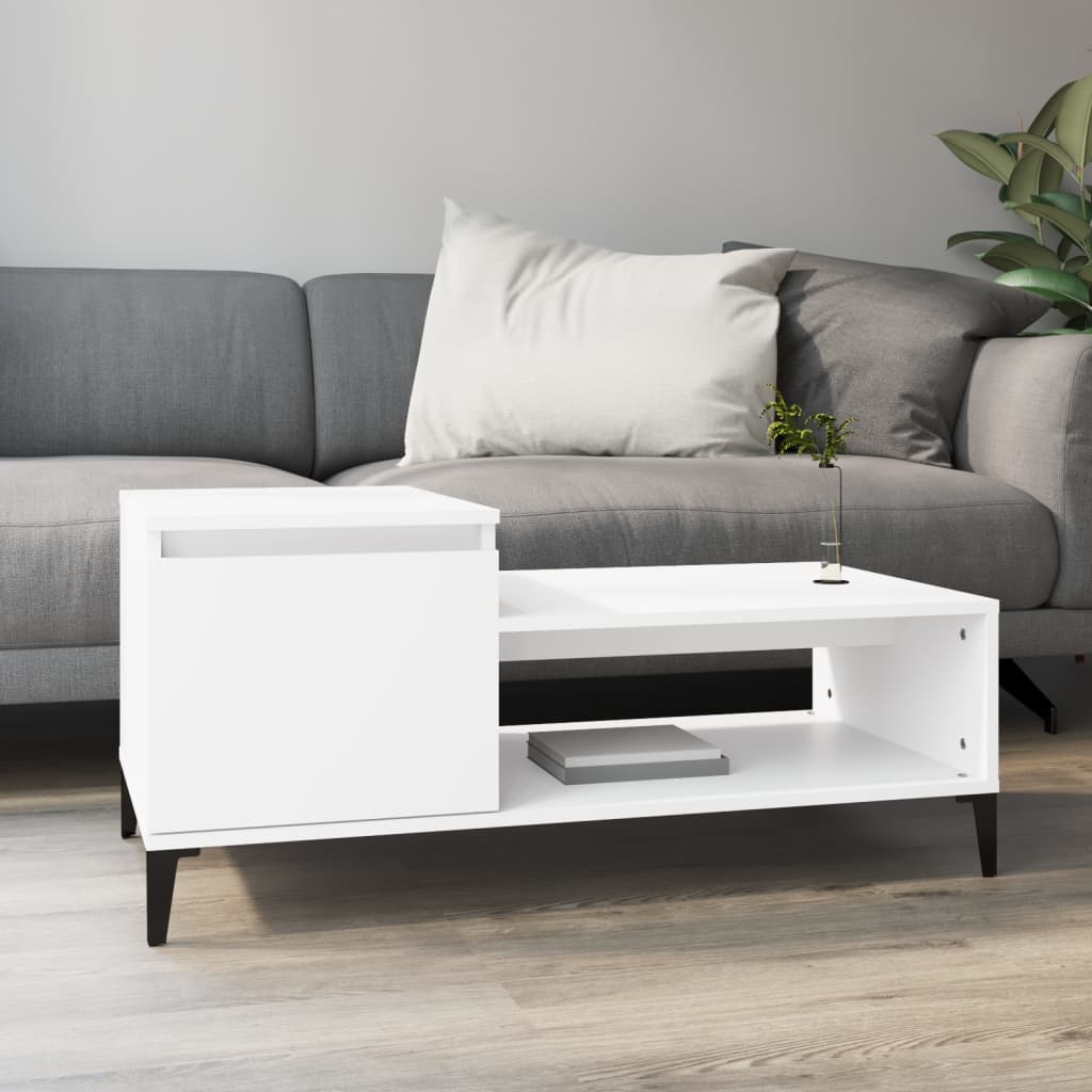 Salongbord Hvit 100X50X45 Cm Konstruert Tre