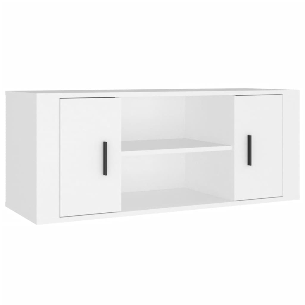 Tv-Benk Hvit 100X35X40 Cm Konstruert Tre