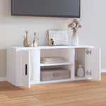 Tv-Benk Hvit 100X35X40 Cm Konstruert Tre