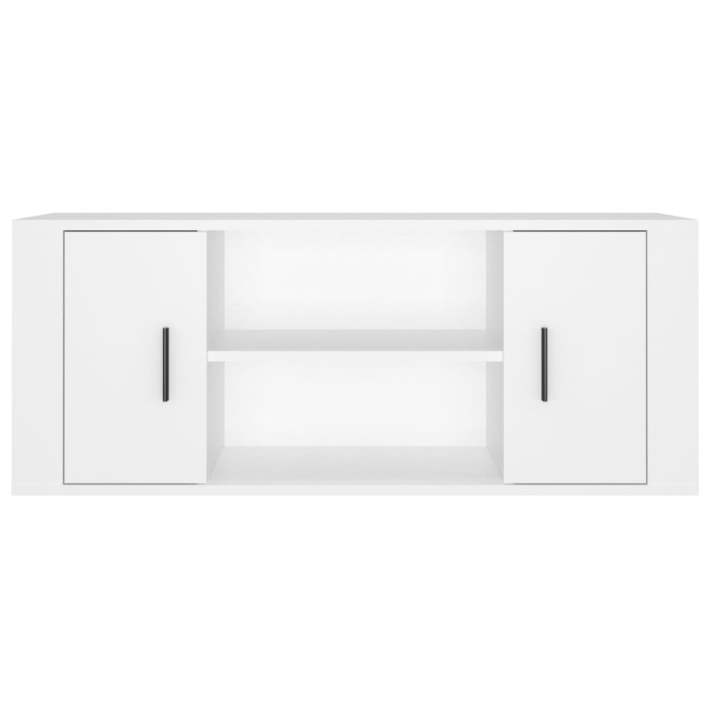 Tv-Benk Hvit 100X35X40 Cm Konstruert Tre