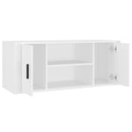 Tv-Benk Hvit 100X35X40 Cm Konstruert Tre