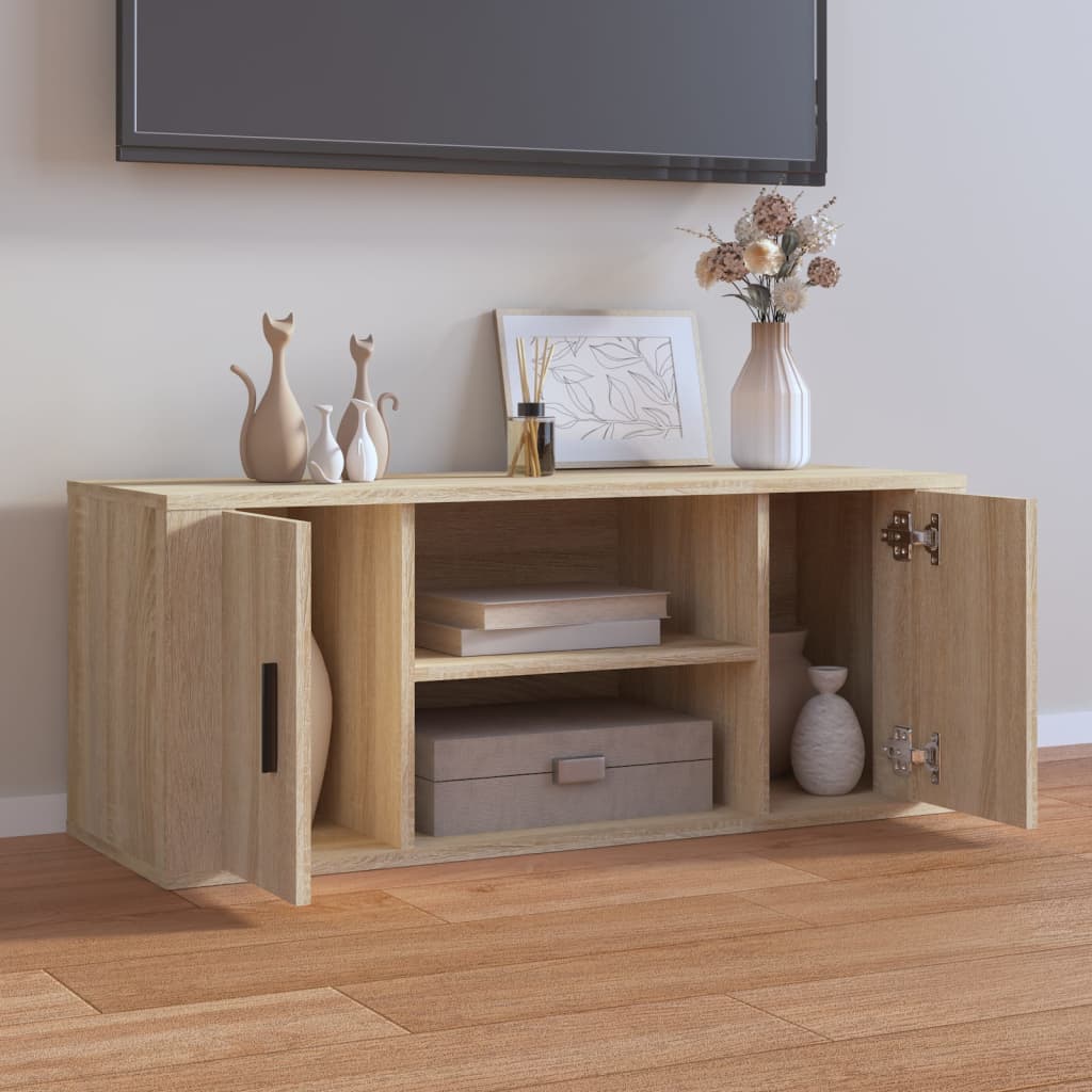 Tv-Benk Sonoma Eik 100X35X40 Cm Konstruert Tre