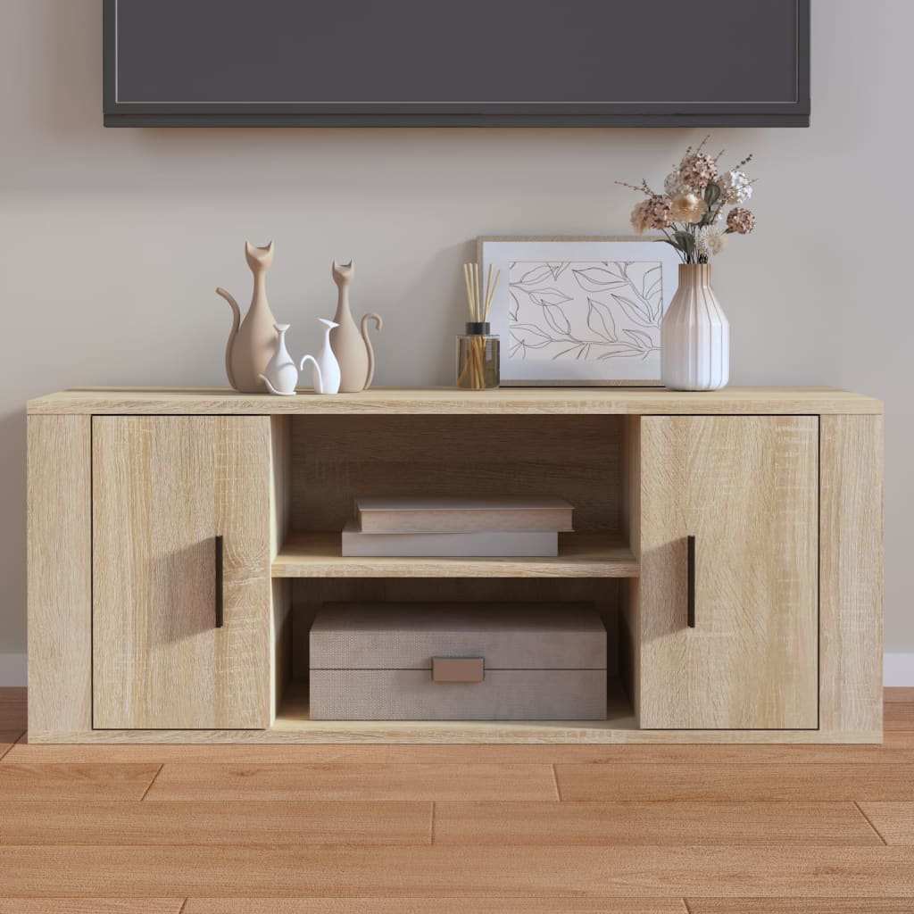Tv-Benk Sonoma Eik 100X35X40 Cm Konstruert Tre