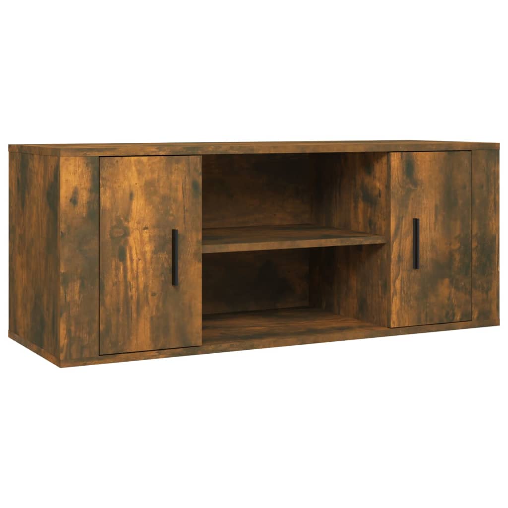 Tv-Benk Røkt Eik 100X35X40 Cm Konstruert Tre