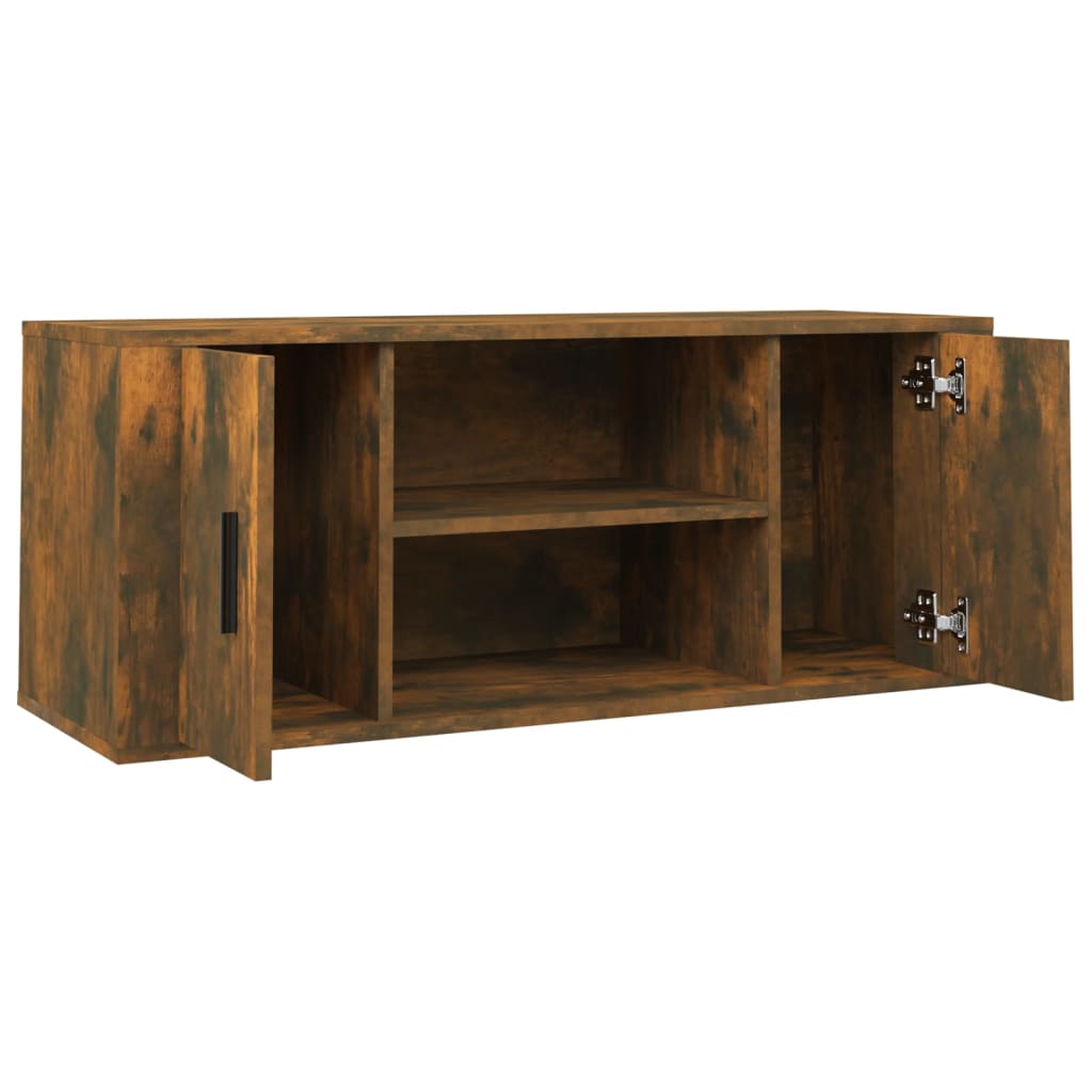 Tv-Benk Røkt Eik 100X35X40 Cm Konstruert Tre